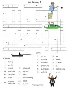 Sports Crossword Puzzles Worksheets