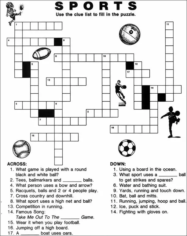 Sports Crossword Puzzles Printable Printable Word Searches