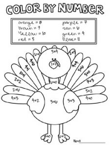 Turkey Color by Number Addition