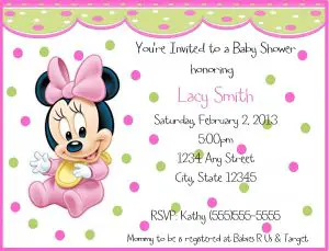 Baby Minnie Mouse Birthday Invitation Wording