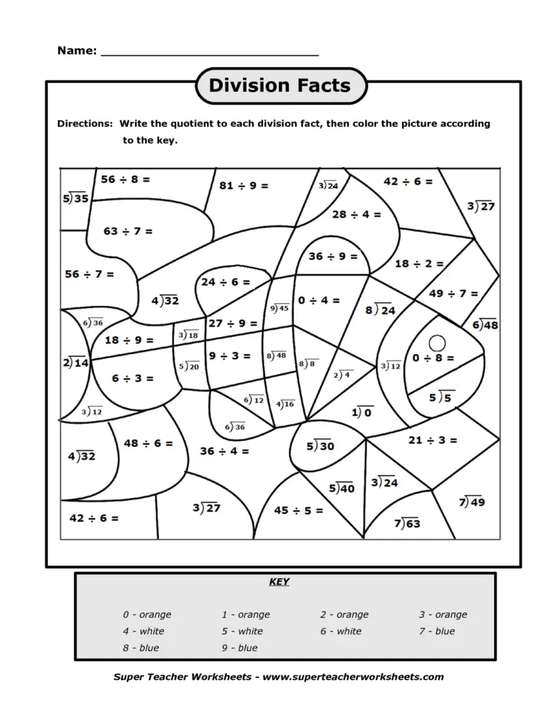 worksheet grade 1 coloring for Fun 22 Division by Number Color do to Printables