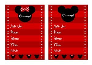 Red and Black Minnie Mouse Birthday Invitations