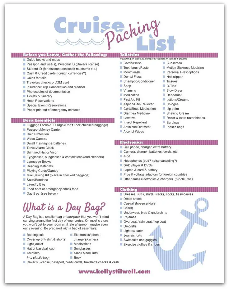 Carnival Cruise Checklist Printable
