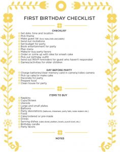 1st Birthday Party Checklist