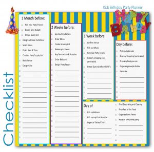 2nd Birthday Party Checklist