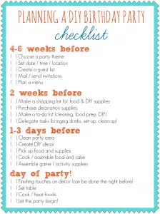 Birthday Party Checklist Adults