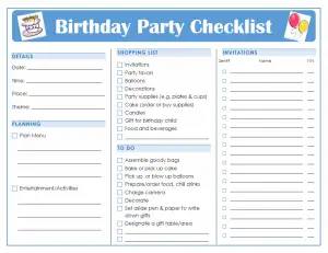 Birthday Party Planning Checklist