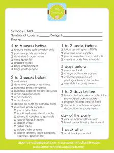 Birthday Party Preparation Checklist