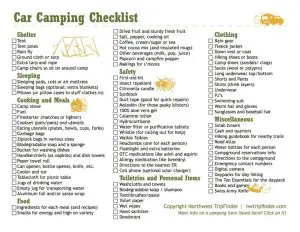 Car Camping Gear Checklist