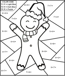 Color by Number Addition Christmas Worksheets