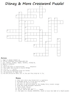 Disney Themed Crossword Puzzles to Print Free
