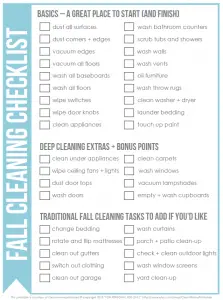 Fall House Cleaning Checklist