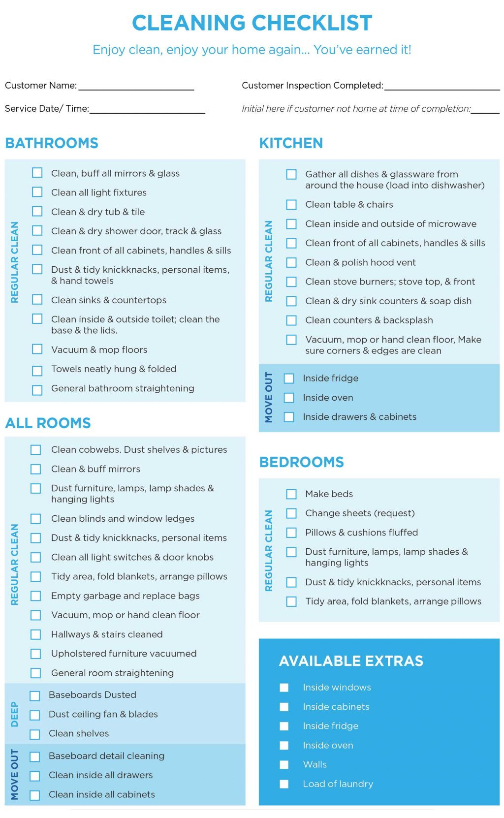 Editable Professional House Cleaning Checklist Printable