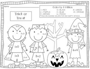 Halloween Color by Number Addition