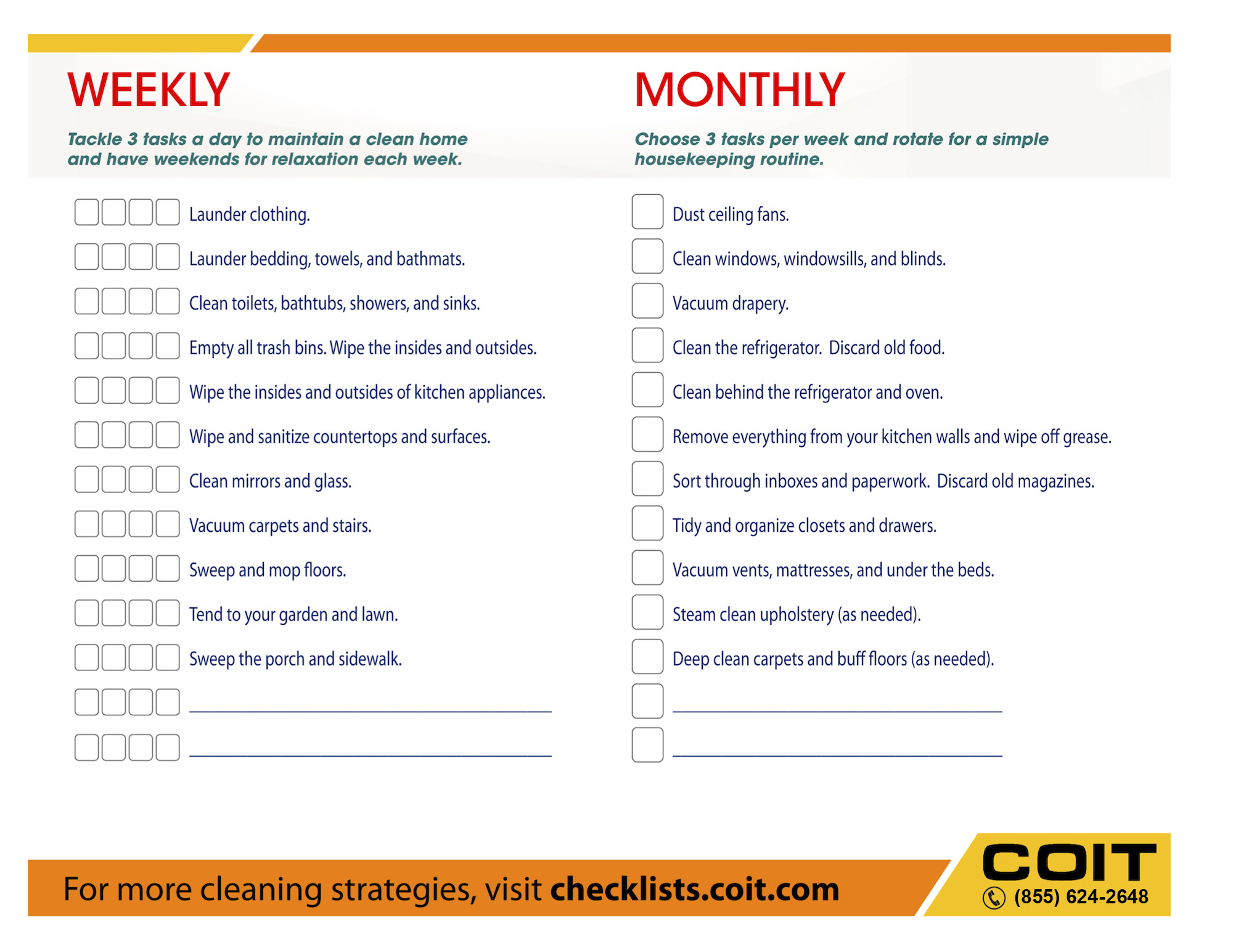 printable house cleaning checklist for maid