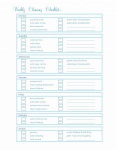 House Cleaning and Organizing Checklist