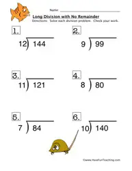 Long Division Flash Cards Printable