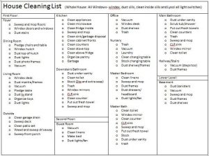 Monthly House Cleaning Checklist