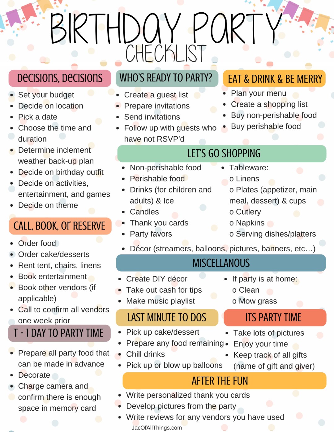 party planner template