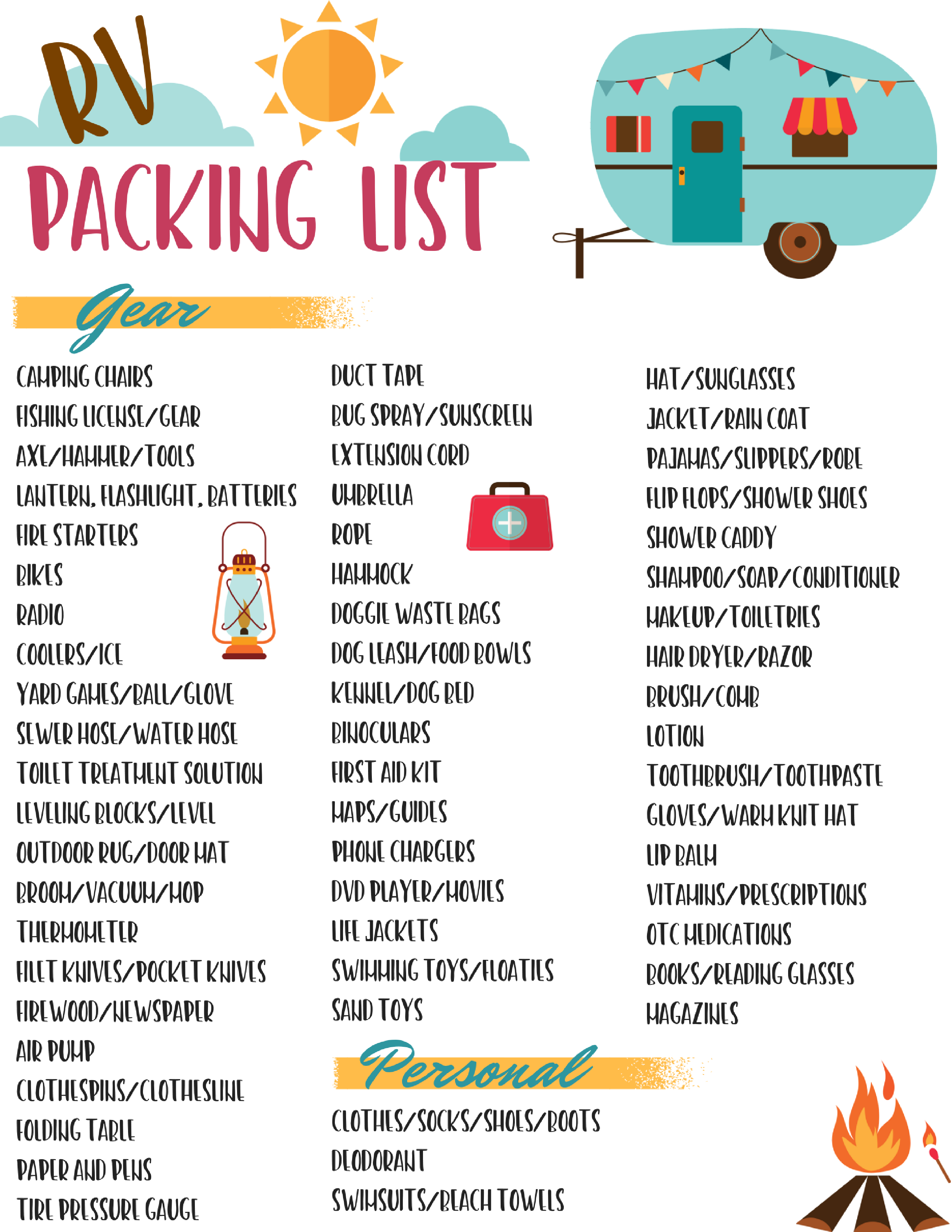 weekend camping checklist