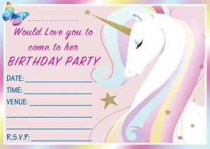 Rainbow Unicorn Birthday Invitations