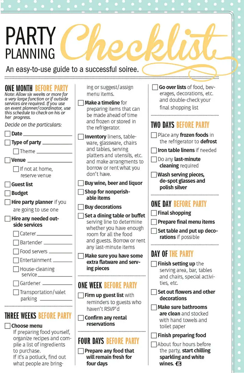 1st birthday planning checklist
