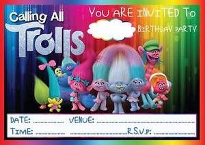 Trolls Birthday Invitations Blank