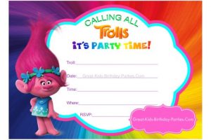 Trolls Birthday Party Invitations