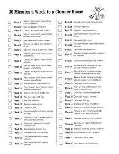 Weekly Checklist for House Cleaning