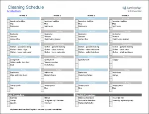 sample timetable printable House You For Cleaning Checklists Helpful 40