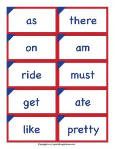 1st Grade Sight Words Flash Cards