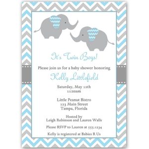 Chevron Twin Baby Shower Invitations