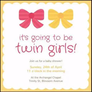 Cute Twin Baby Shower Invitations