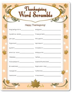 Difficult Thanksgiving Word Scramble