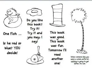 Dr Seuss Printable Bookmarks to Color