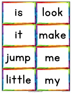 First Grade Sight Words Flash Cards