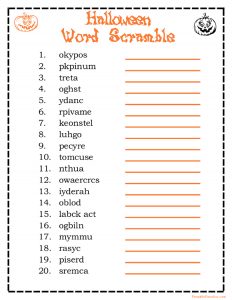 Halloween Word Scramble