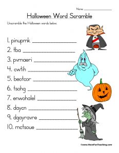 Halloween Word Scramble Free Printable