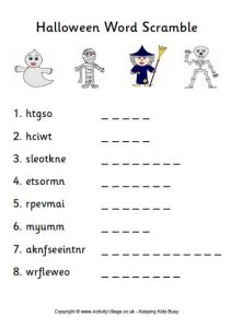 Halloween Word Scramble Printable