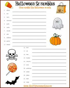 Halloween Word Scramble Puzzles to Print