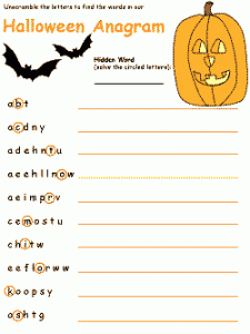 Halloween Word Scramble Worksheet