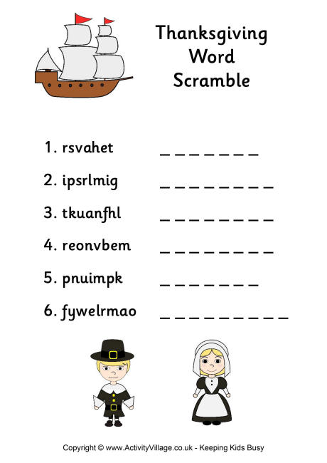 15 Fun-to-Solve Thanksgiving Word Scrambles - Kitty Baby Love