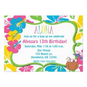 Kids Luau Birthday Invitations