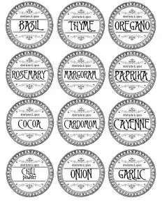 Labels for Spice Jars Make Your Own