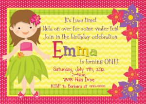 Luau 1st Birthday Invitations