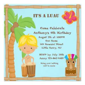 Luau Boy Birthday Invitations