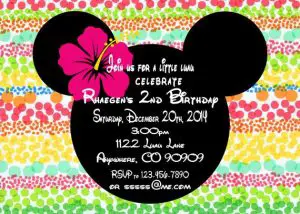Minnie Mouse Luau Birthday Invitations