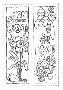 Mother's Day Bookmarks to Color
