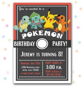 Pokemon Birthday Invitation Ideas