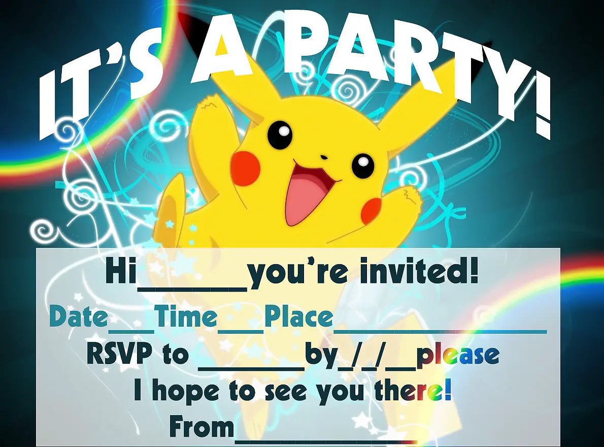12 Superb Pokemon Birthday Invitations Kitty Baby Love